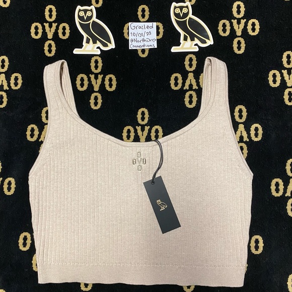 Oatmeal OVO Ribbed Knit Cropped Tank (XL) - Picture 5 of 9